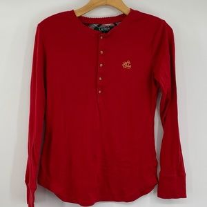 Ralph Lauren Pajama Top Red Half Button Down